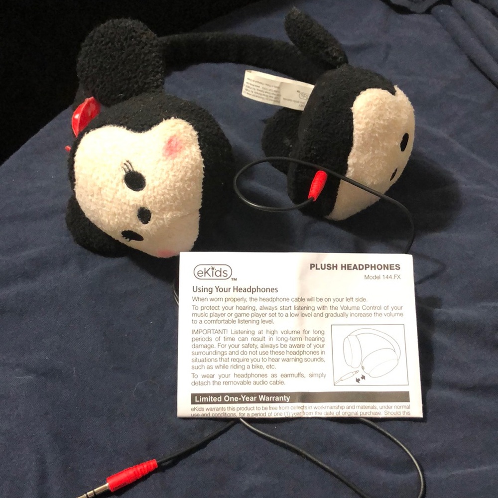 Plush Mickey and Minnie headphones